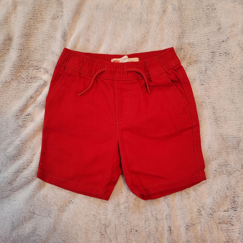 Levi’s Baby 9 Months Unisex Red Elastic Drawstring Waist Shorts Pockets